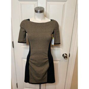 Rag & Bone Black Tan Striped Knit Mini Dress, Size XS